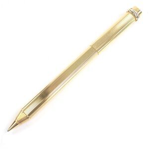 cartier Vintage Trinity Striped Pattern Cap Type Ballpoint Pen Stationery Gold